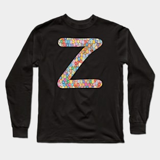 Letter Z Capital Alphabet Z Colorful Flowers Gift Long Sleeve T-Shirt